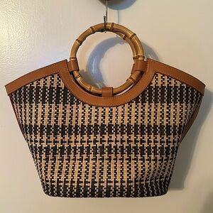 J.McLaughlin Wicker Bag Black and Tan